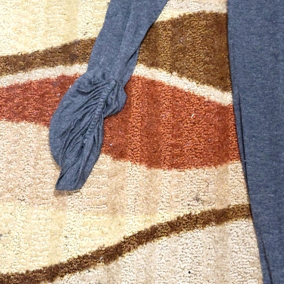 StudioM grey a line Dress with sleeve and side waist embroidery. - Picture 3 of 5